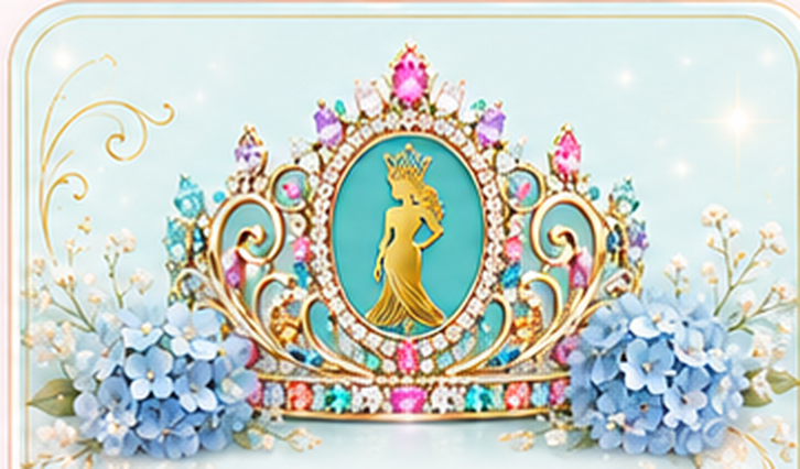 Signature turquoise jeweled Miss Beautiful & Elegance crown